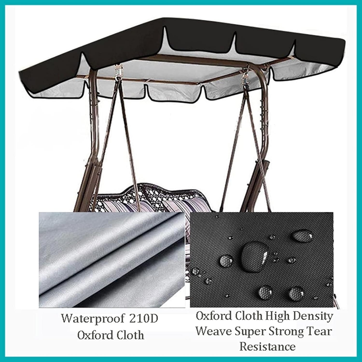 Swing Canopy Cover,Waterproof Swing Seat Top Cover Oxford Cloth Outdoor Rainproof Durable Anti Dust Protector,Patio Hammock Cover Top Garden Outdoor(Cover Only)