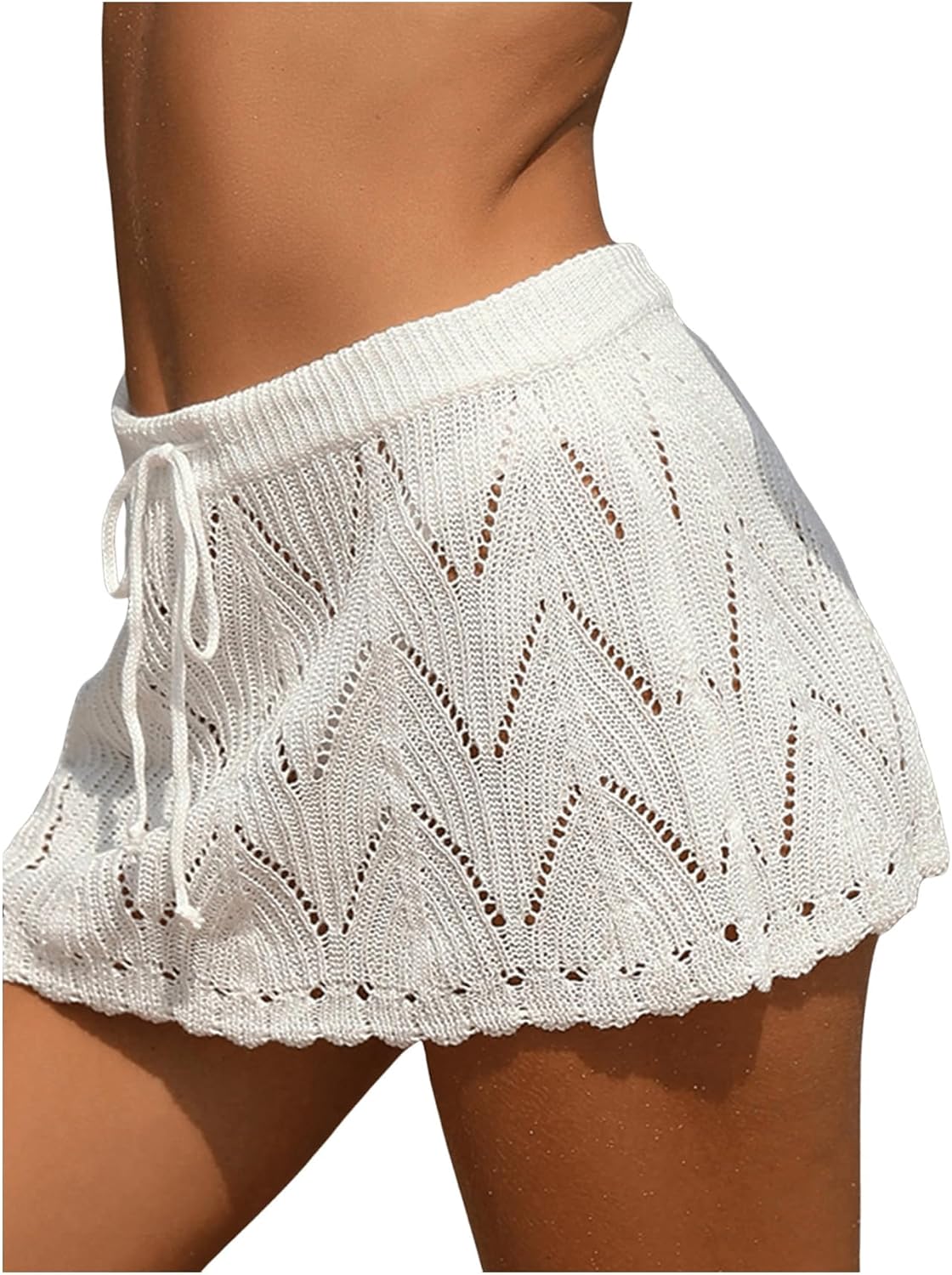Milumia Women Crochet Beach Mini Skirt Swim Bikini Cover Up Skirt Knit Swimsuit Bathing Suit Coverup