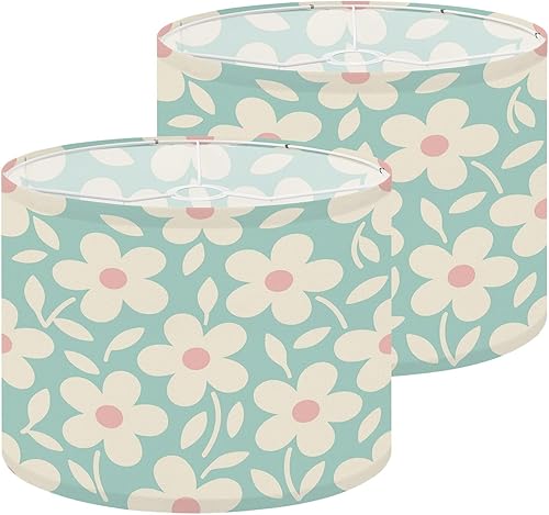Miniatura 23 de Drum Lamp Shade Naive floral 70s groovy daisy flowers natural tones Retro Lampshade for Floor Lamps Table Lamps Pendant Light 11"x8.9" Replacement