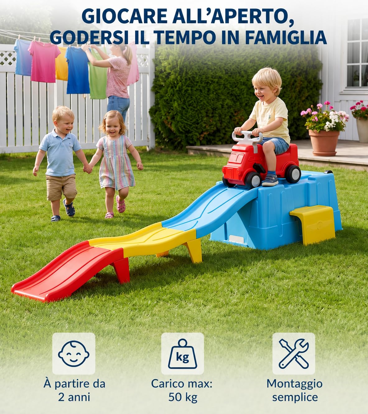 Garvee Scivolo Roller Coaster con Auto Cavalcabile, Scivolo per Bambini