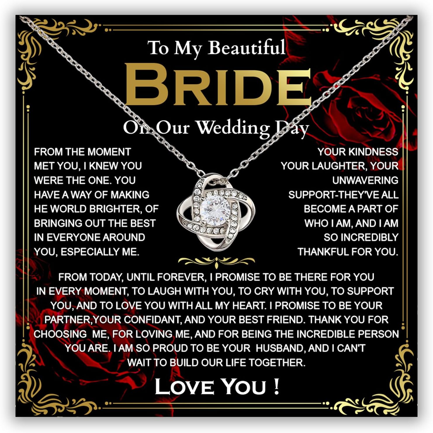 Groom To Bride Necklaces, Groom To Bride Necklace Gifts With Message Card, Groom To Bride Necklace For Wedding Day, To My Bride Necklace, Bridal Shower Necklace Gifts For Bride To Be