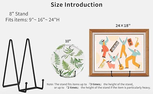 Miniatura 3 de IBosins Paquete de 5 soportes de exhibición de platos de 8 pulgadas, soporte de metal grande negro para fotos, libros, caballete de fotos, creación,