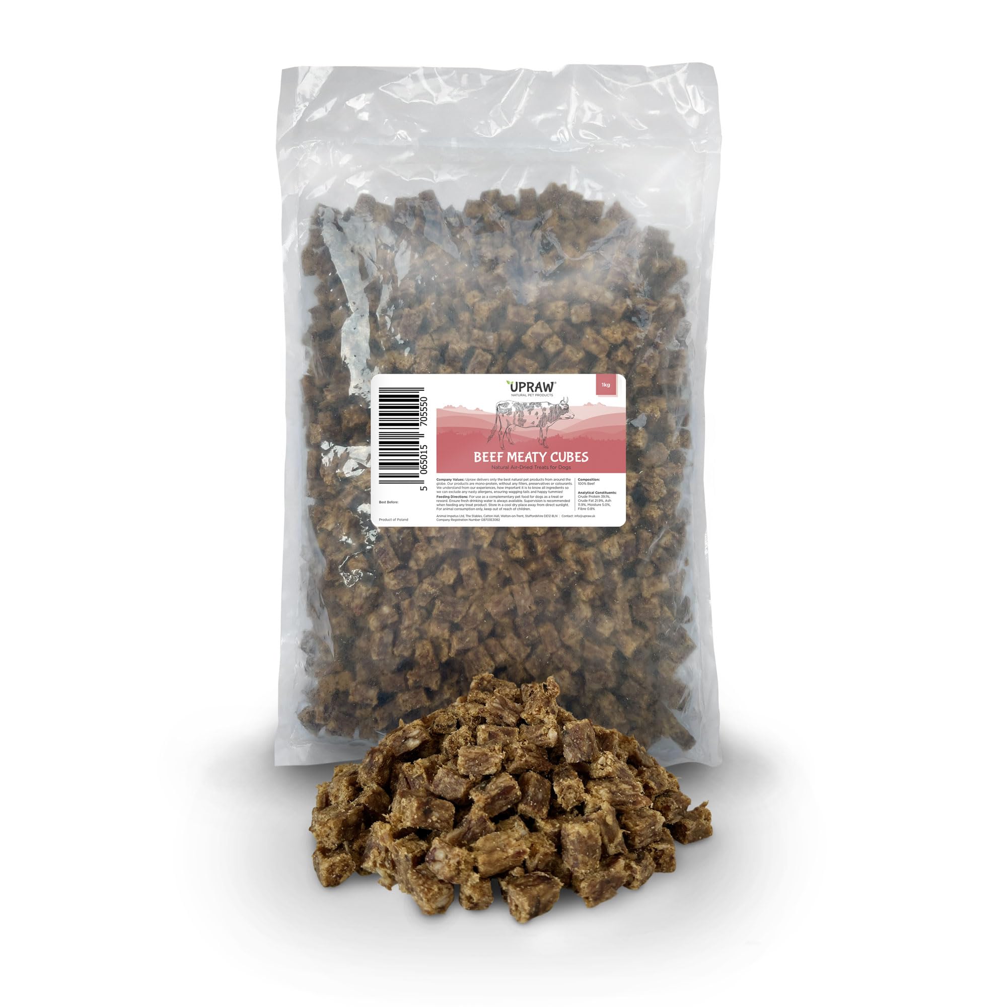 UPRAW Natural Dog Training Treats in bulk, 1kg 100% Pure Meat Training Cubes, Natural Hypoallergenic, Grain Free - Image 2