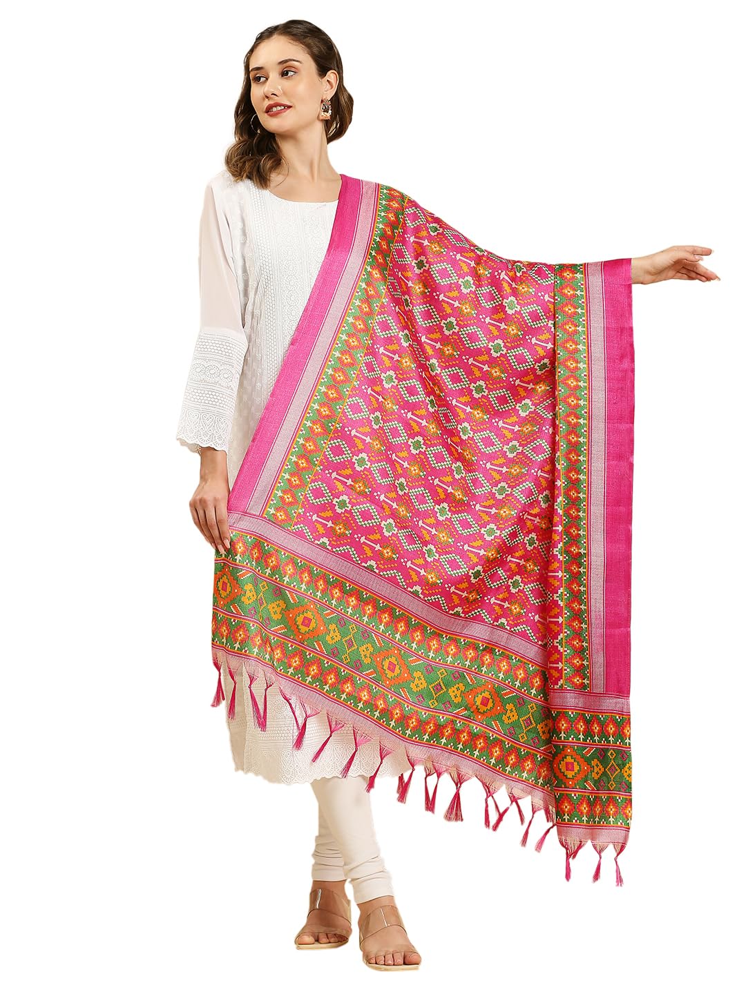 dupatta bazaar Women's Floral Silk Blend Dupatta-picture-20