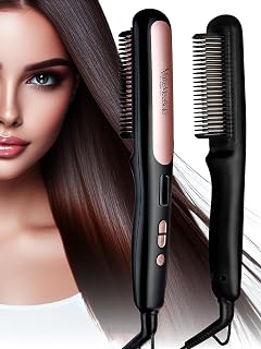 Urban yog MakeMeeBold Hair Straightener Brush| Frizz Free Hair | Electric Hair Straightner Comb | With Ceramic Coated Plates, 5 Temperature Controls,1200 Watt, Black