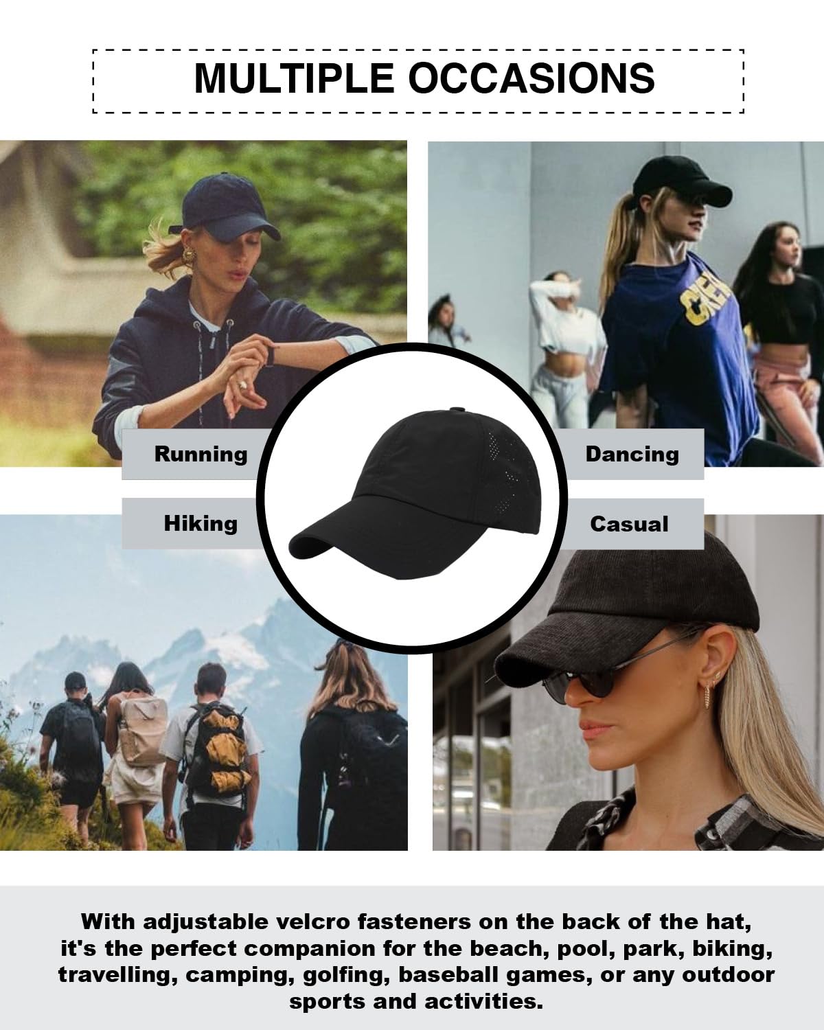 Gorra de Béisbol Mujer Cola de Caballo,Verano Transpirable Gorra Secado rápido del Deporte,Ponycap de High Messy Bun,Ajustable Buckle,Malla Transpirable Casuales - Negro