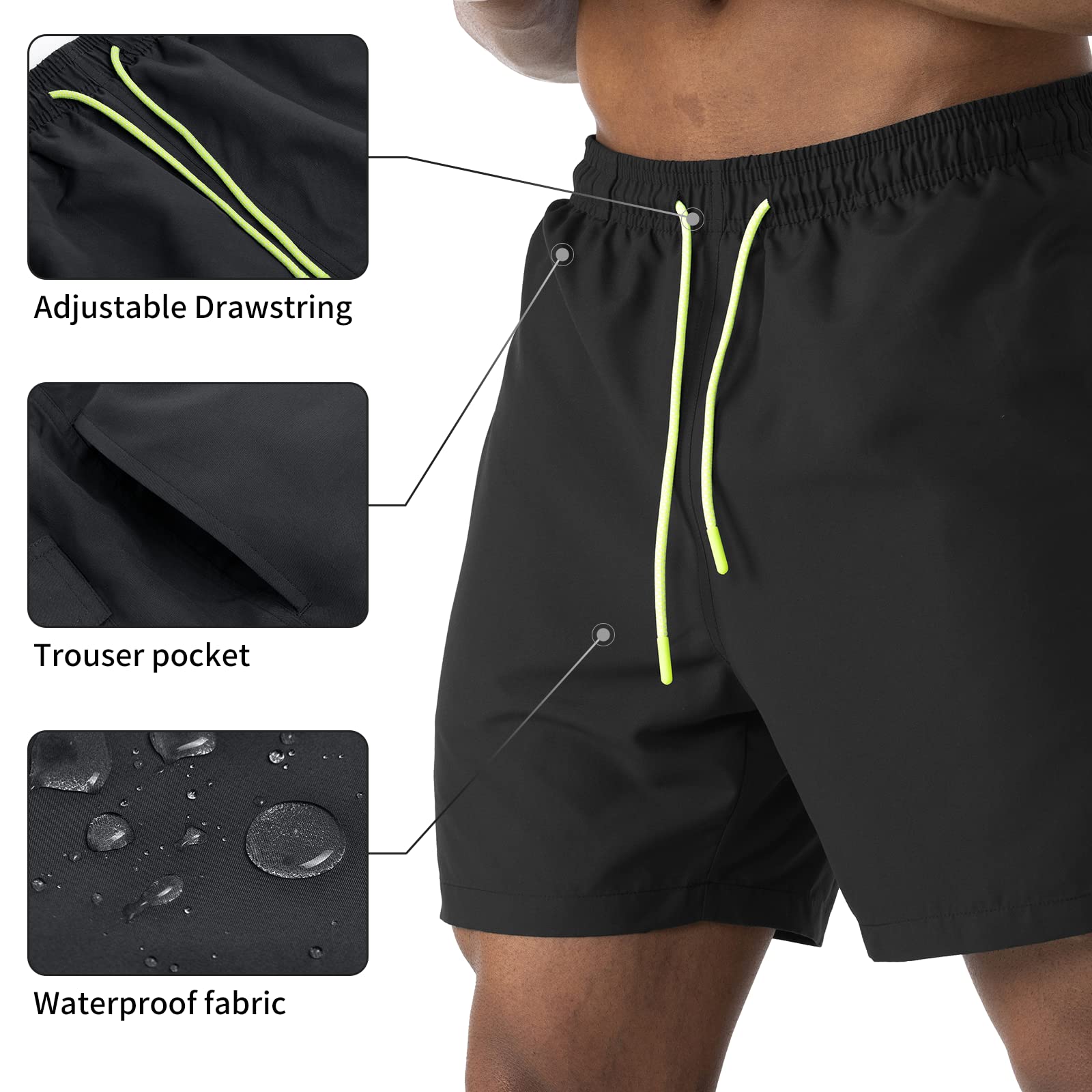 EDOTON Costumi da Bagno Uomo, Leggeri ad Asciugatura Rapida Costume Piscina Uomo Lungo Impermeabili Costume Uomo Mare con Cintura Regolabile e Tasche/Nuoto/Surf/Casual