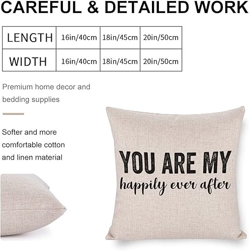 Miniatura 2 de Funlucy Decorative Pillow Covers You are My Happily Ever After Throw Pillow Case Cushion Cover Home Office Decor,Square 16 X 16 Inches
