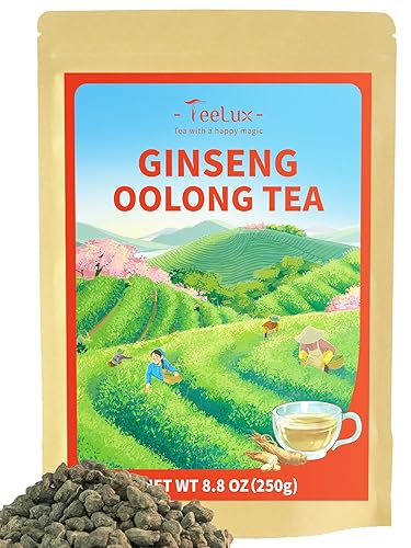TeeLux Té Oolong de ginseng, té Oolong de primera calidad, té de alta montaña Ren Shen, té natural de ginseng, aroma tostado y miel