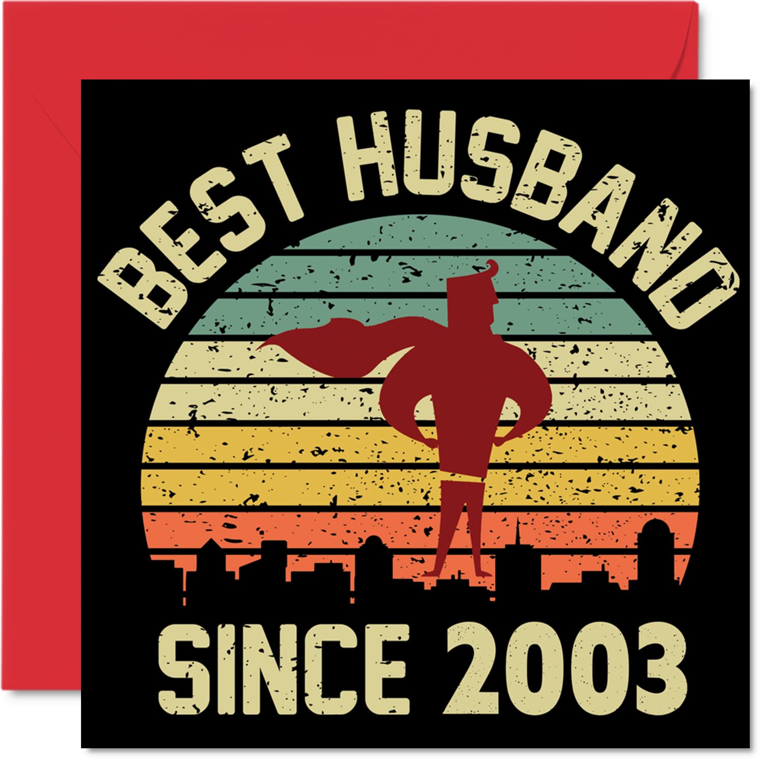 23rd Anniversary Card for Husband from Wife - Best Husband Since 2003 - I Love You Gifts, Happy 23rd Wedding Anniversary Cards for Partner, 145mm Greeting Cards Anniversaries