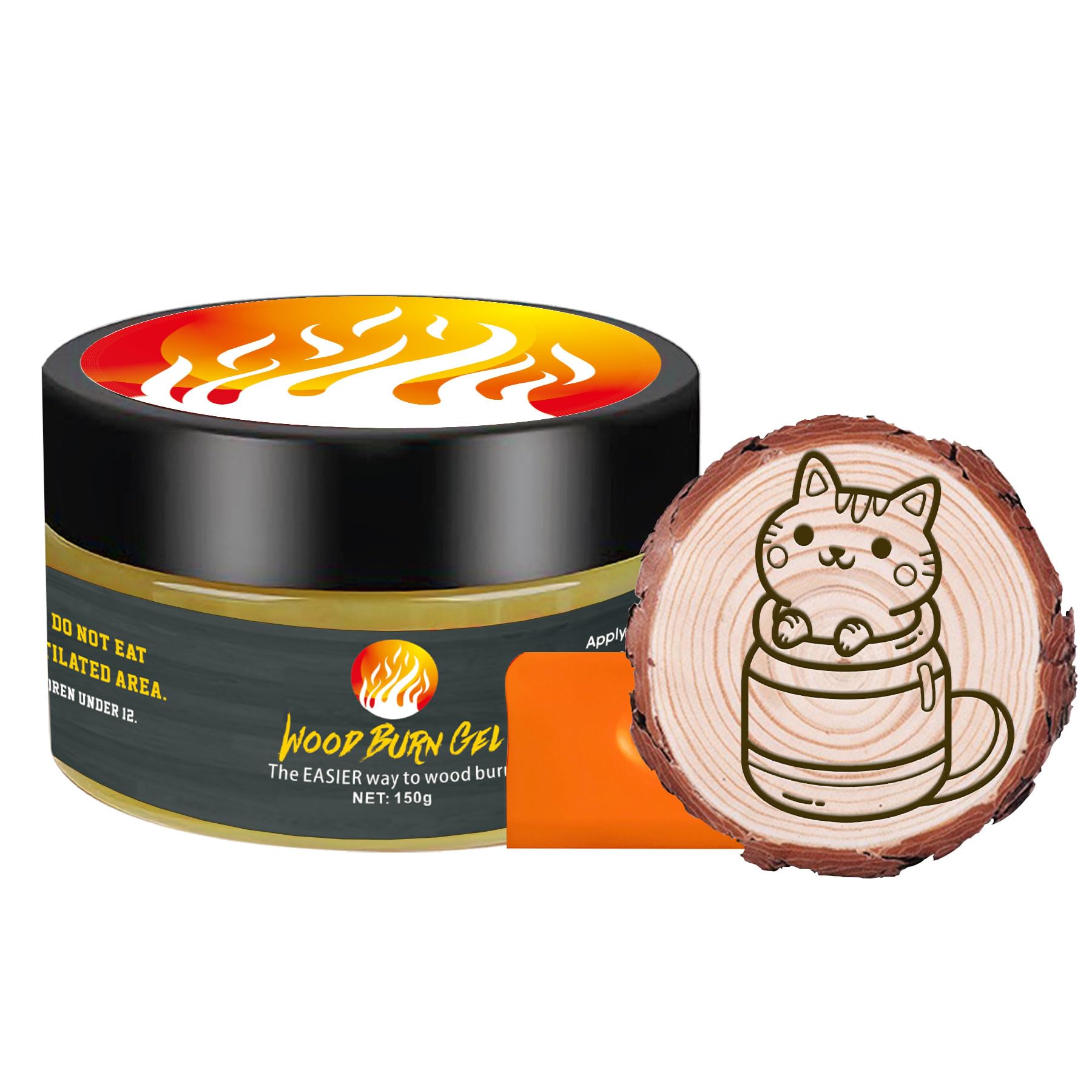 4 OZ Wooden Burning Paste,150ml Heat Activated Marker Paste for Wood Burn Gel,Creating Magical Art in a Few Minutes,Used for Drawing, DIY Arts,Flame Paste for Wood Marker Burning Suitable for Beginner