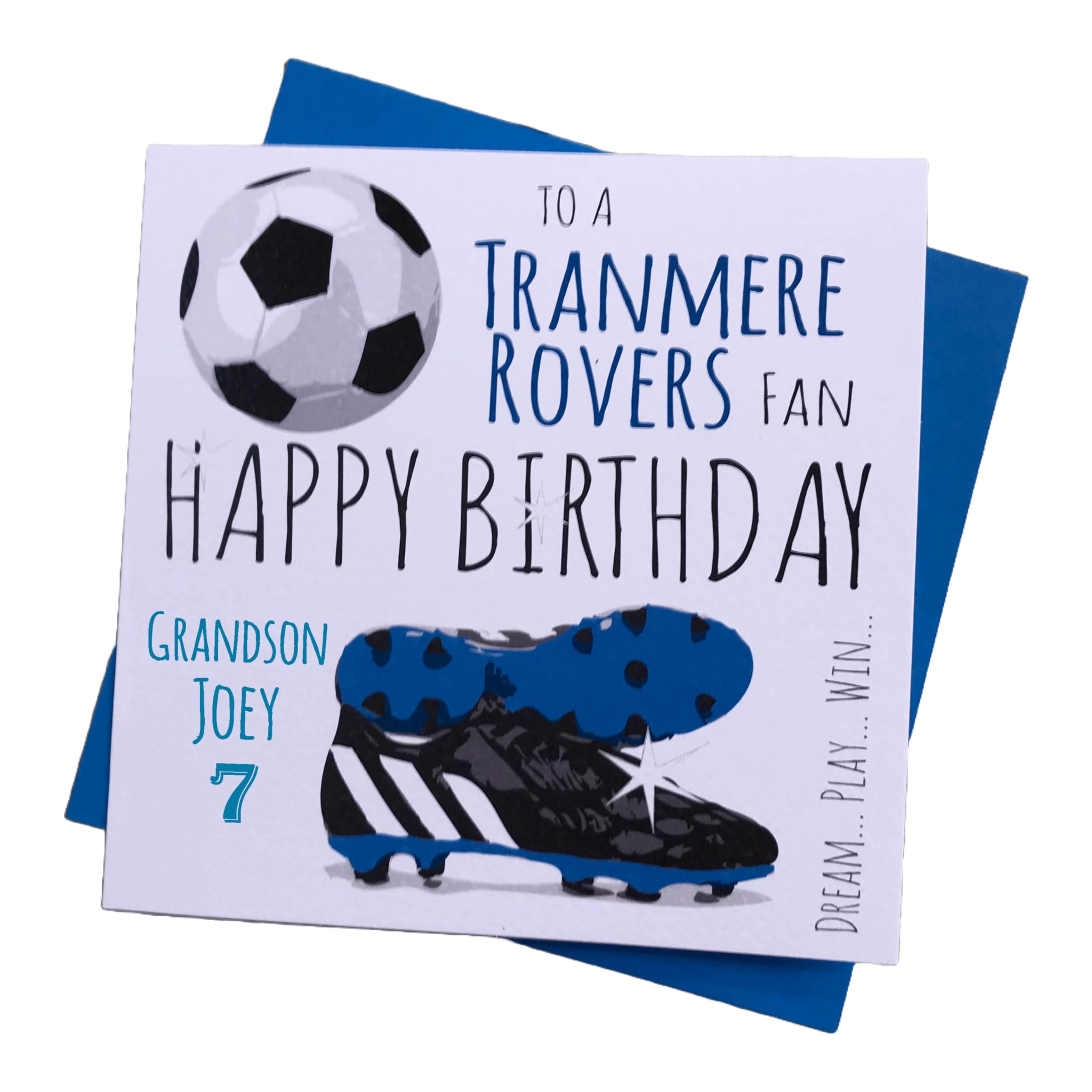 WHITE COTTON CARDS PERSONALISED Tranmere Rovers FC Football Club Fan Birthday Card (96-PER)