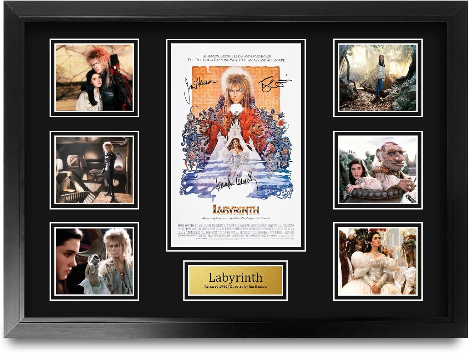 HWC Trading Labyrinth Gifts Printed Signed Autograph Presentation Display Montage for Movie Memorabilia Fans - A2 Framed