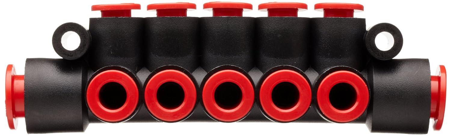 SMC KM11-07-11-10 PBT Push-To-Connect Tubing Manifold, 2 Inlets-3/8", 10 Outlets-1/4" Tube OD