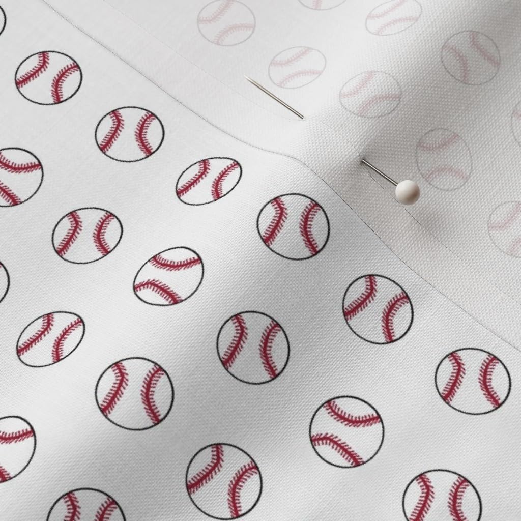 Spoonflower Fabric - Baseball Sports Themed Baseballs White Ball Theme Printed on Petal Signature Cotton Fabric by The Yard - Sewing Quilting Apparel Crafts Decor