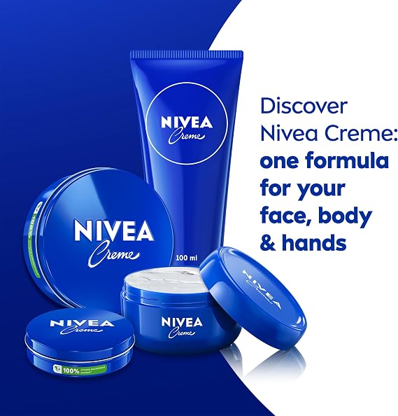 NIVEA Creme Tin (75ml), Moisturising Cream Provides Intensive Protective Care for Soft and Supple Skin, Ideal for Daily Use as a Face, Hand, or Body Cream
