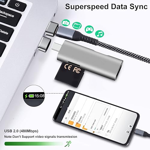 Vista 3 de Paquete de 10 adaptadores USB a USB C, adaptador USB A a USB C, USB hembra a USB macho, convertidor de cable de carga C para iPhone 15/14/13, Gris