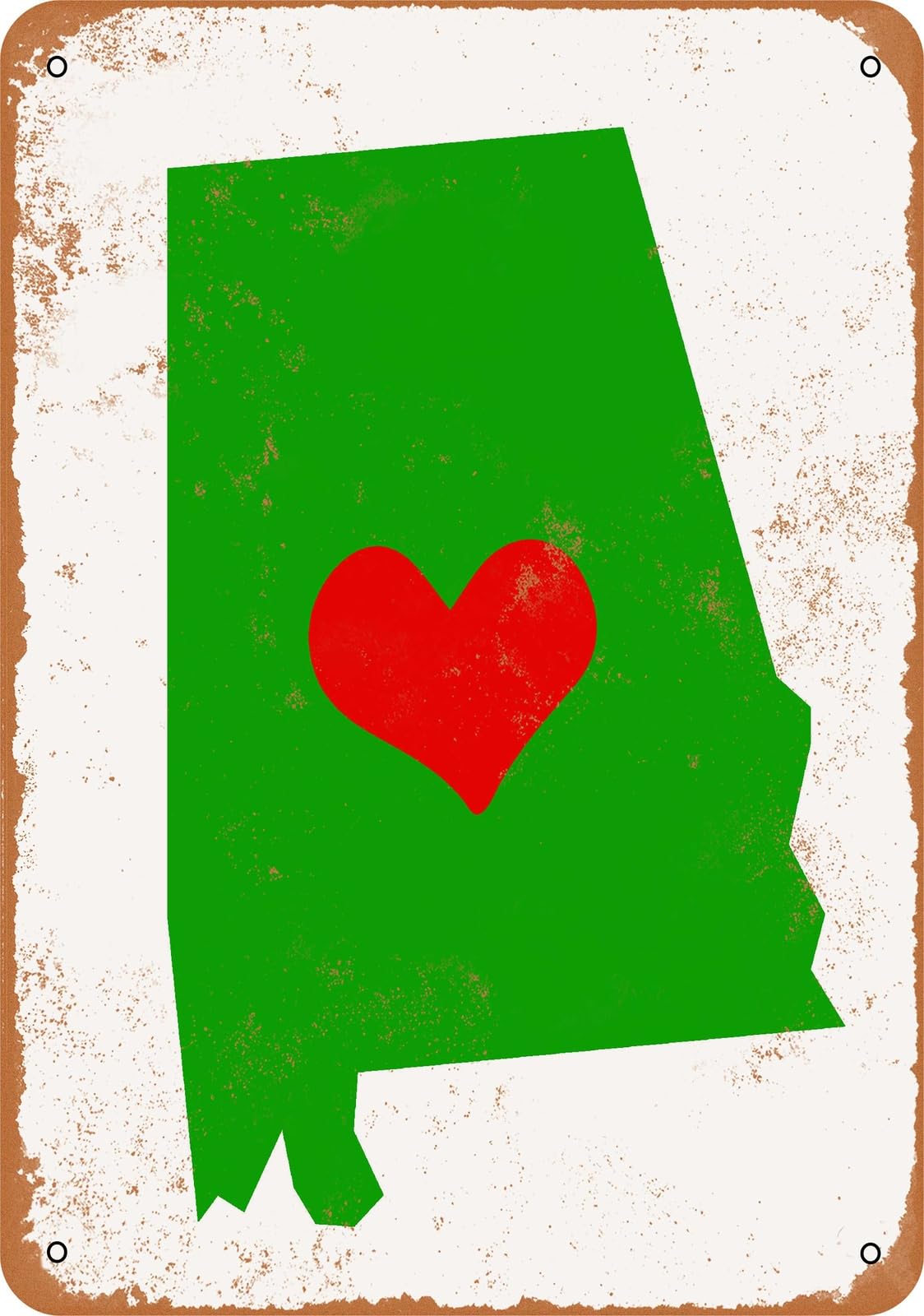Miaomansenstore Metal Sign - Love Heart Alabama - Vintage Look Home Decor