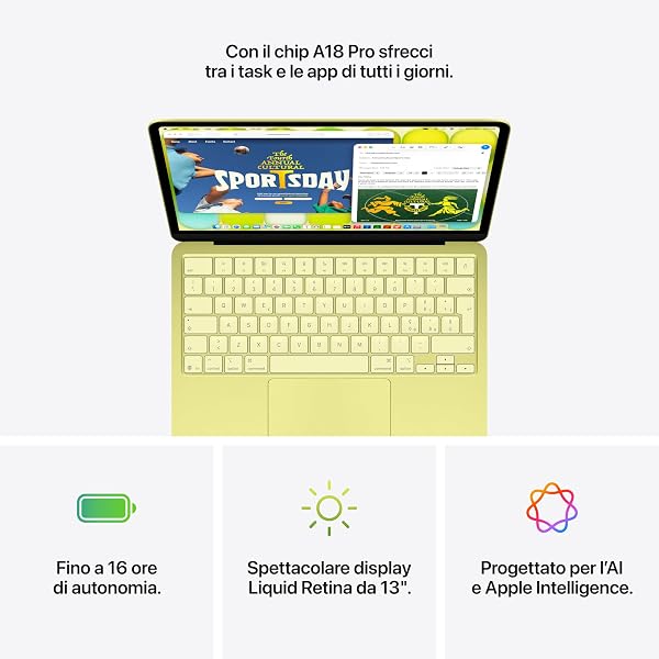 Apple MacBook Neo 13'' con chip A18 Pro: progettato per l’AI e Apple Intelligence, display Liquid Retina, 256GB di archiviazione SSD, videocamera FaceTime HD a 1080p – Indaco - 5