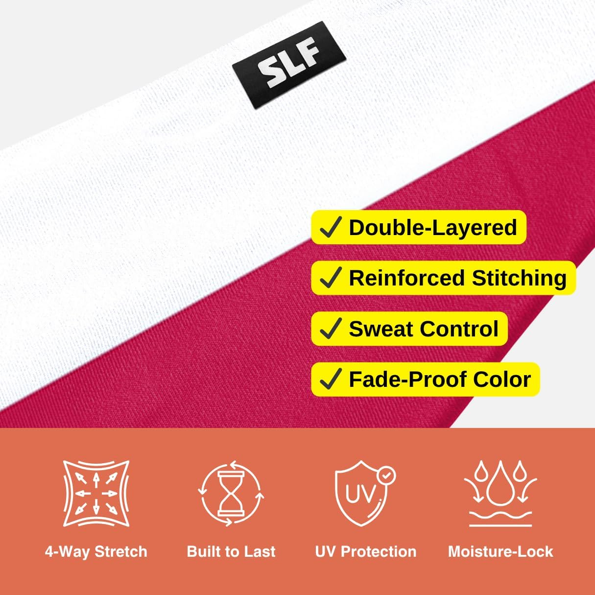 SLEEFS Sweat Bands Headbands Men & Women - Cooling Sports Mens Headband for Running, Football, Basketball, Cycling, Workout - Sweat Moisture Wicking Head Band Stretch Fit, Non-Slip Design - One Size