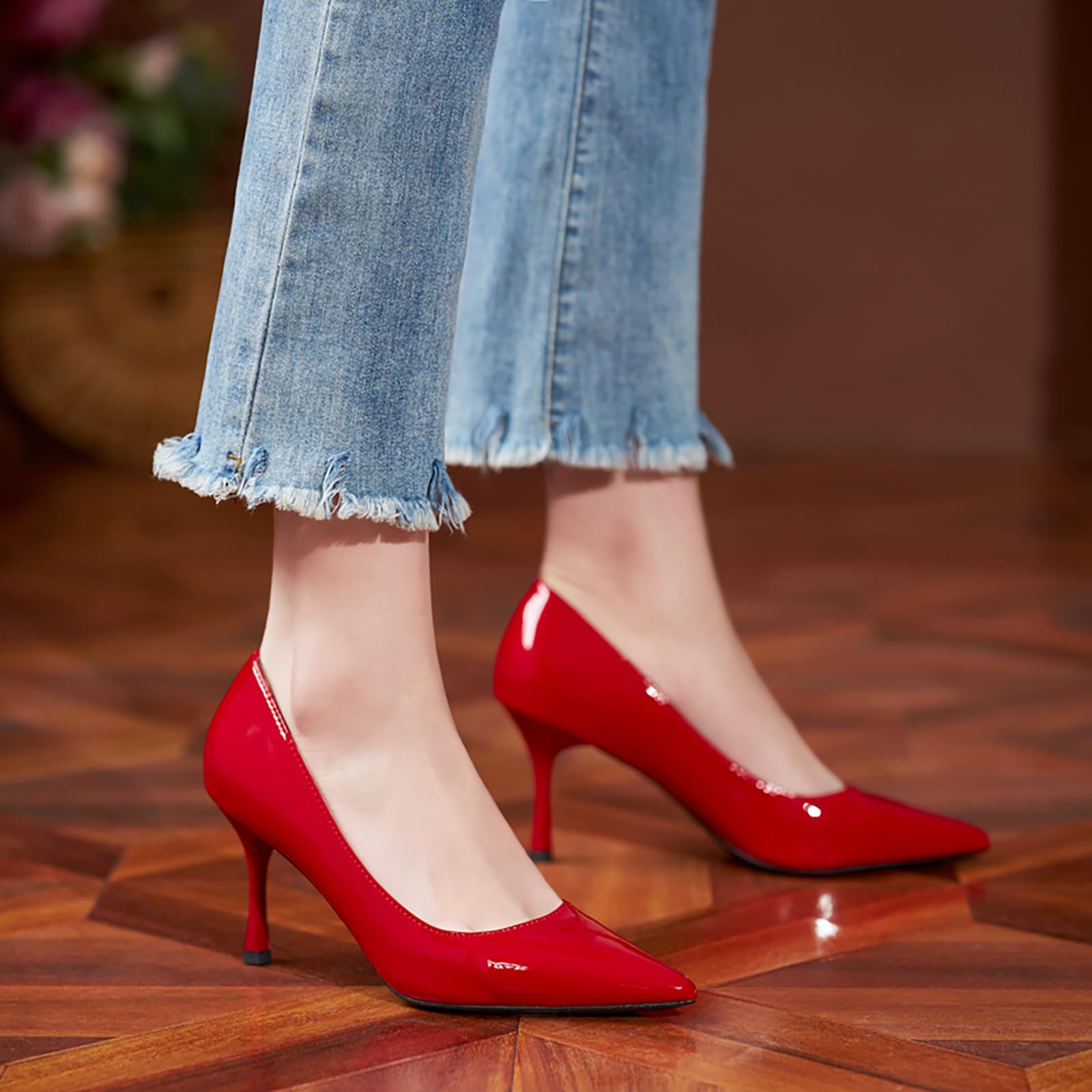Damskie buty wsuwane ze szpiczastym noskiem damskie niskie obcasy buty do sukienki wygodne na średnim obcasie kocięta czółenka robocze biznes na co dzień biuro