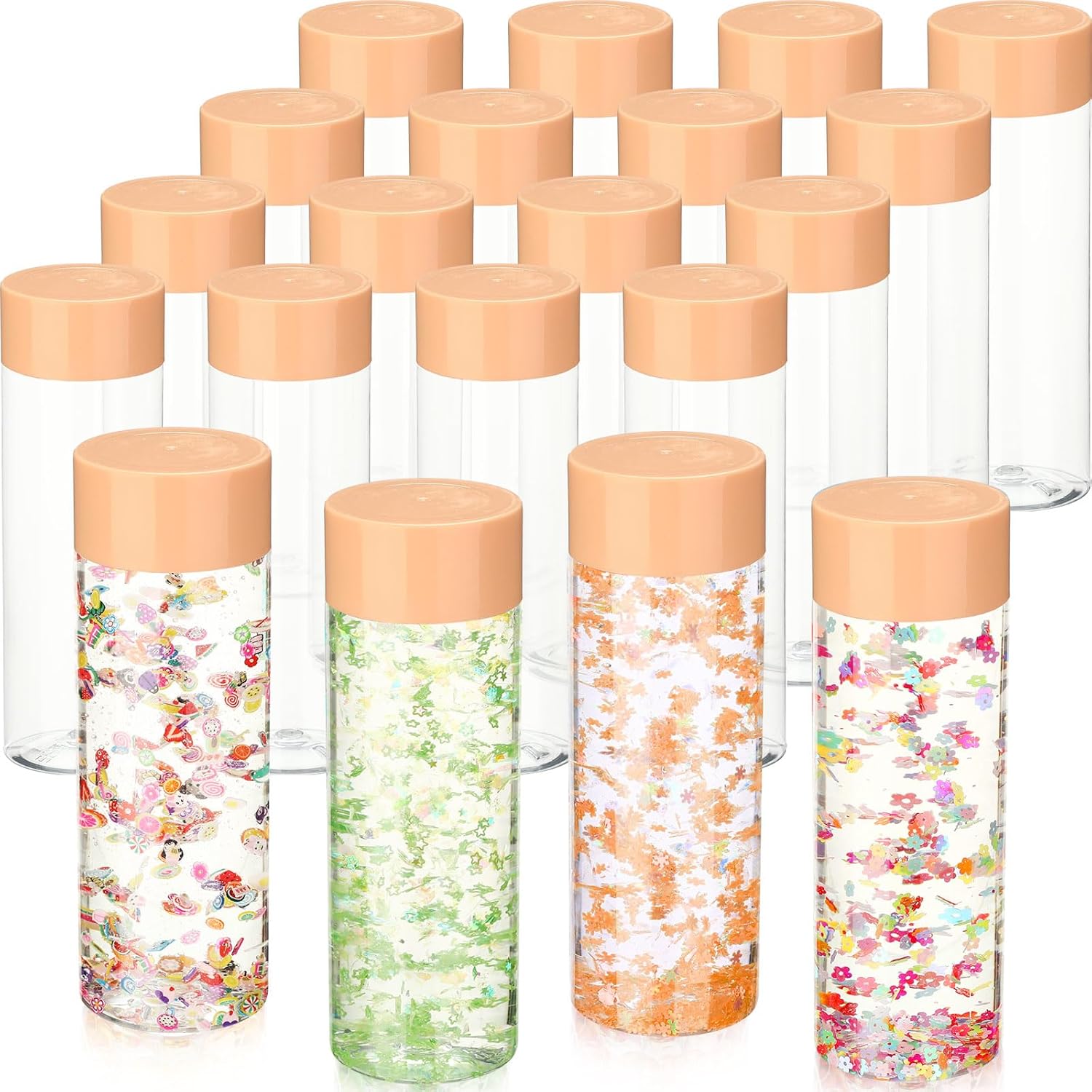 Hoolerry 16 Pcs Empty Plastic Sensory Bottles with Lids