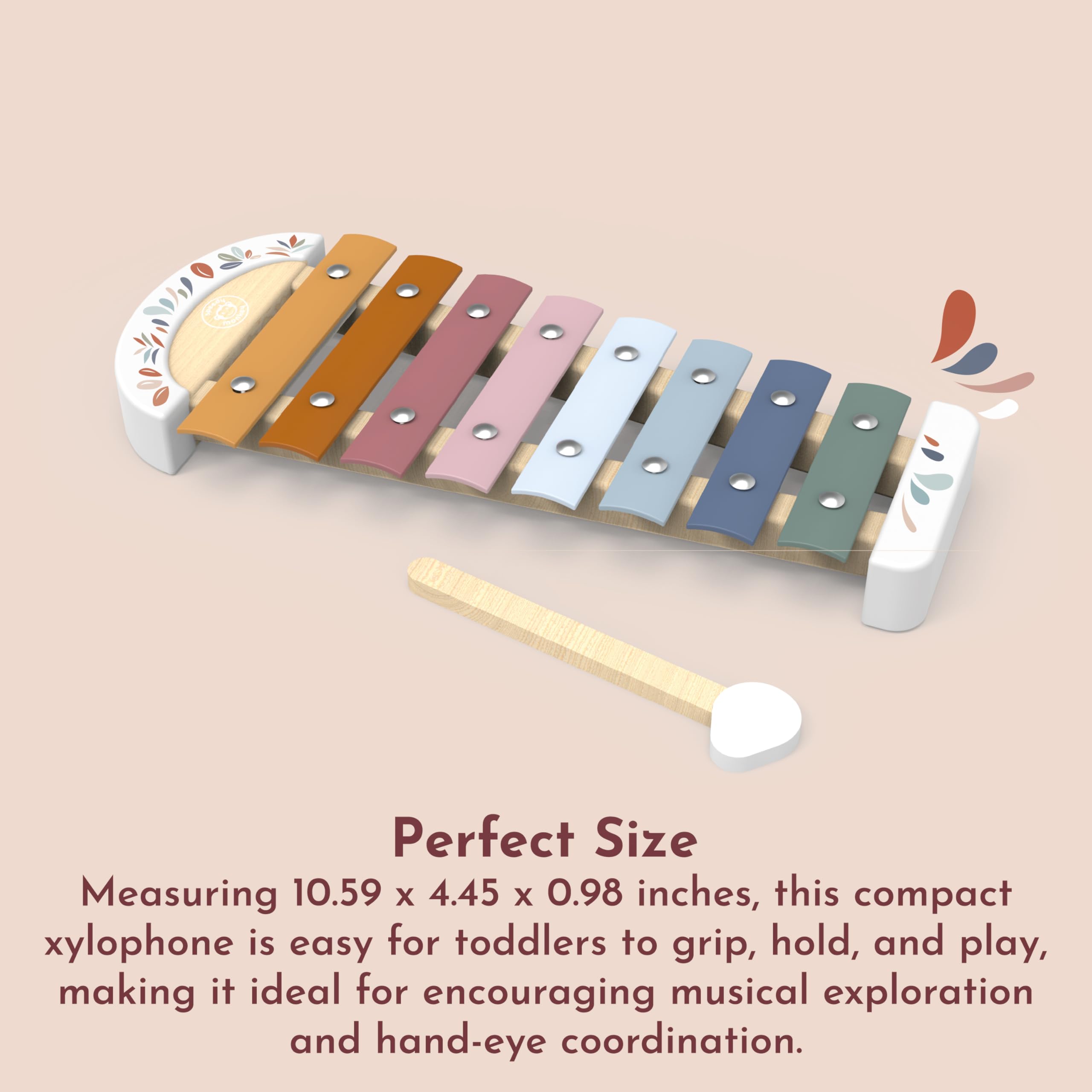 Xilófono colorido: 8 teclas de metal afinadas con mazo de madera, juguete musical seguro para niños de 1 año en adelante, mejora la exploración del sonido, el aprendizaje y la 3