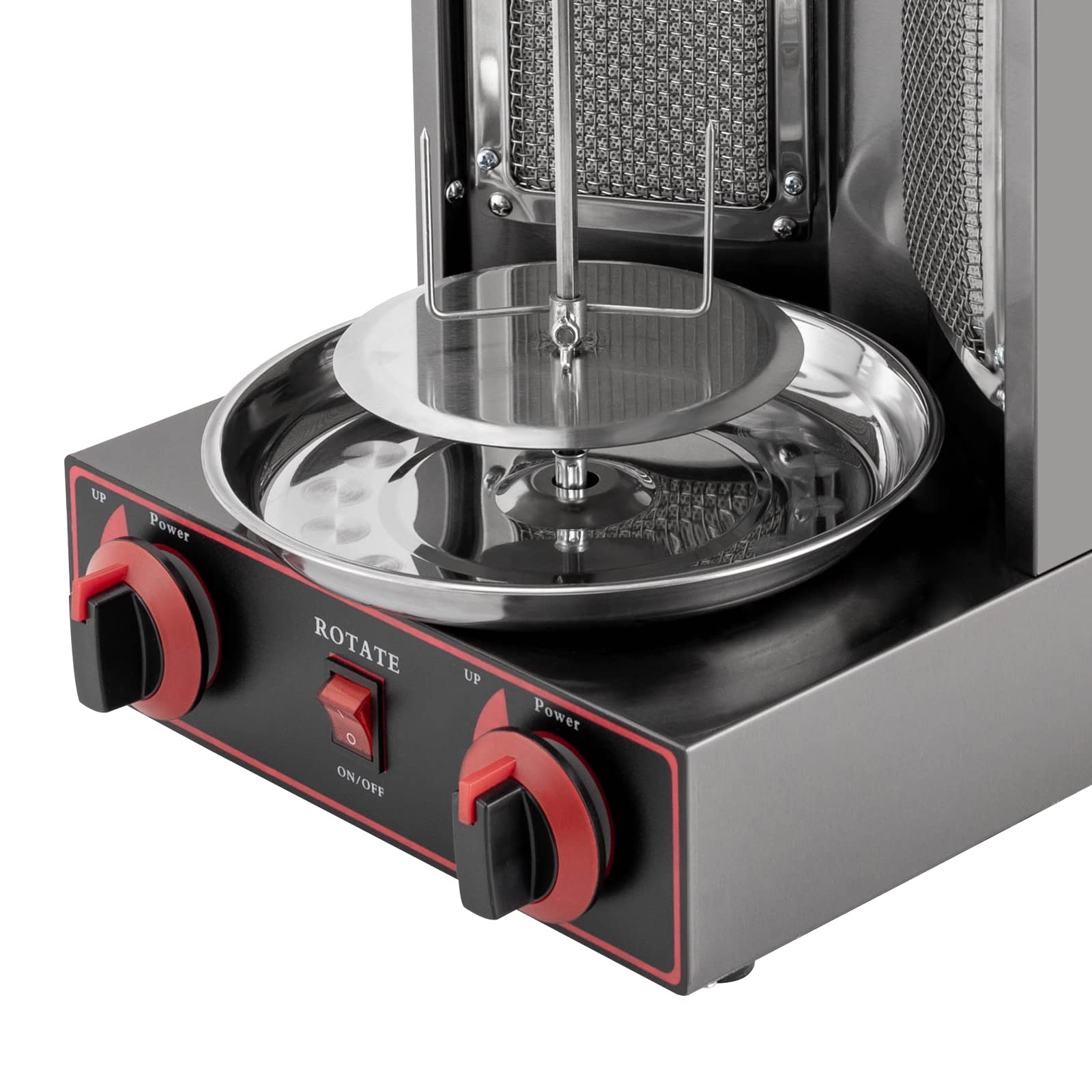 Gas Edelstahl Gas Döner Kebab Maschine Shawarma Gyro Grill Vertikal-Multigrill 3000W Dönergrill Tischgrill 360° Drehbar für Hotels Outlets Restaurants Snackbars