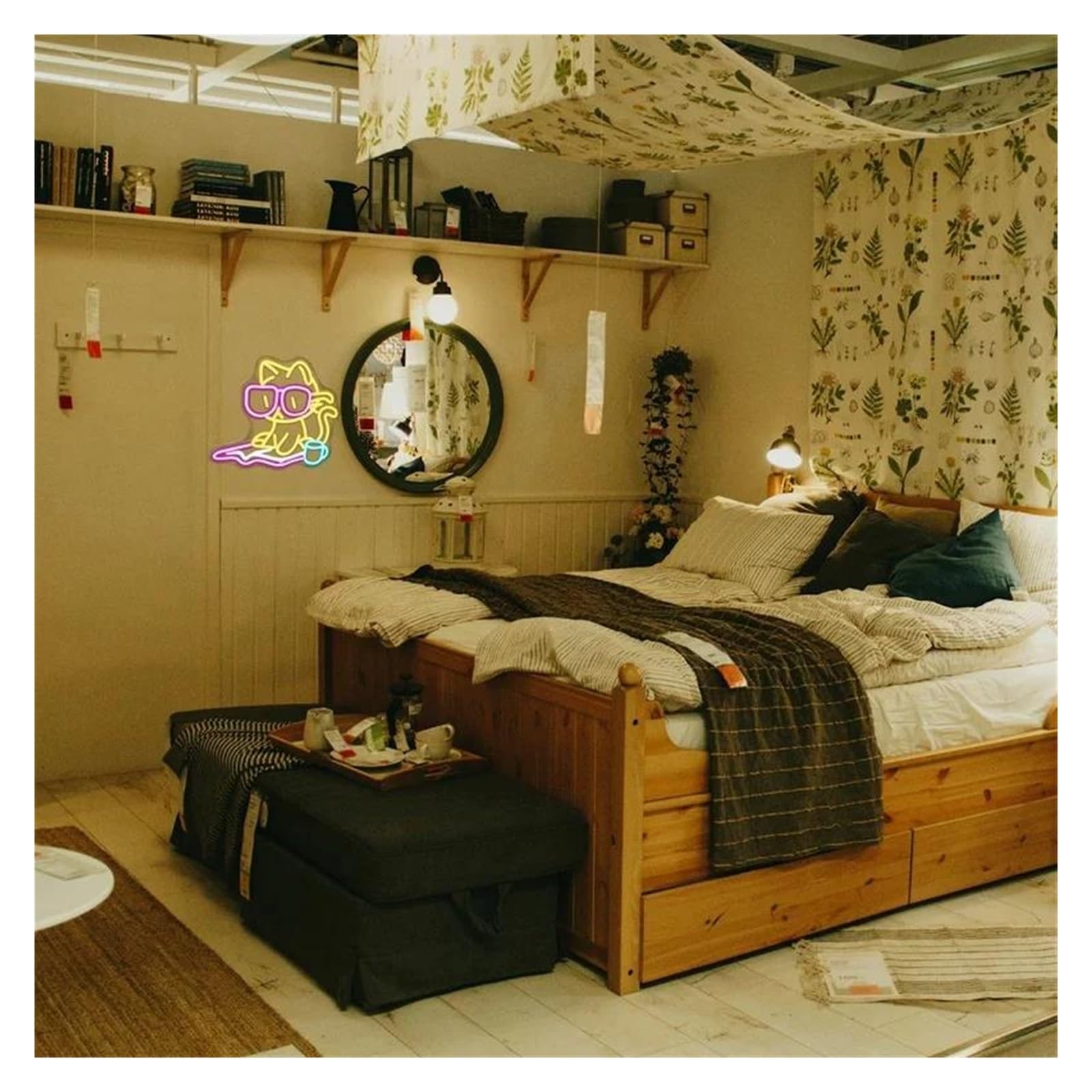 Luces de neón Letreros De Neón Con Diseño De Gato Leyendo Un Libro, Decoración De Pared Para Aula, Fiesta, Biblioteca, Sala De Lectura, Luz Regulable De 32х34cm