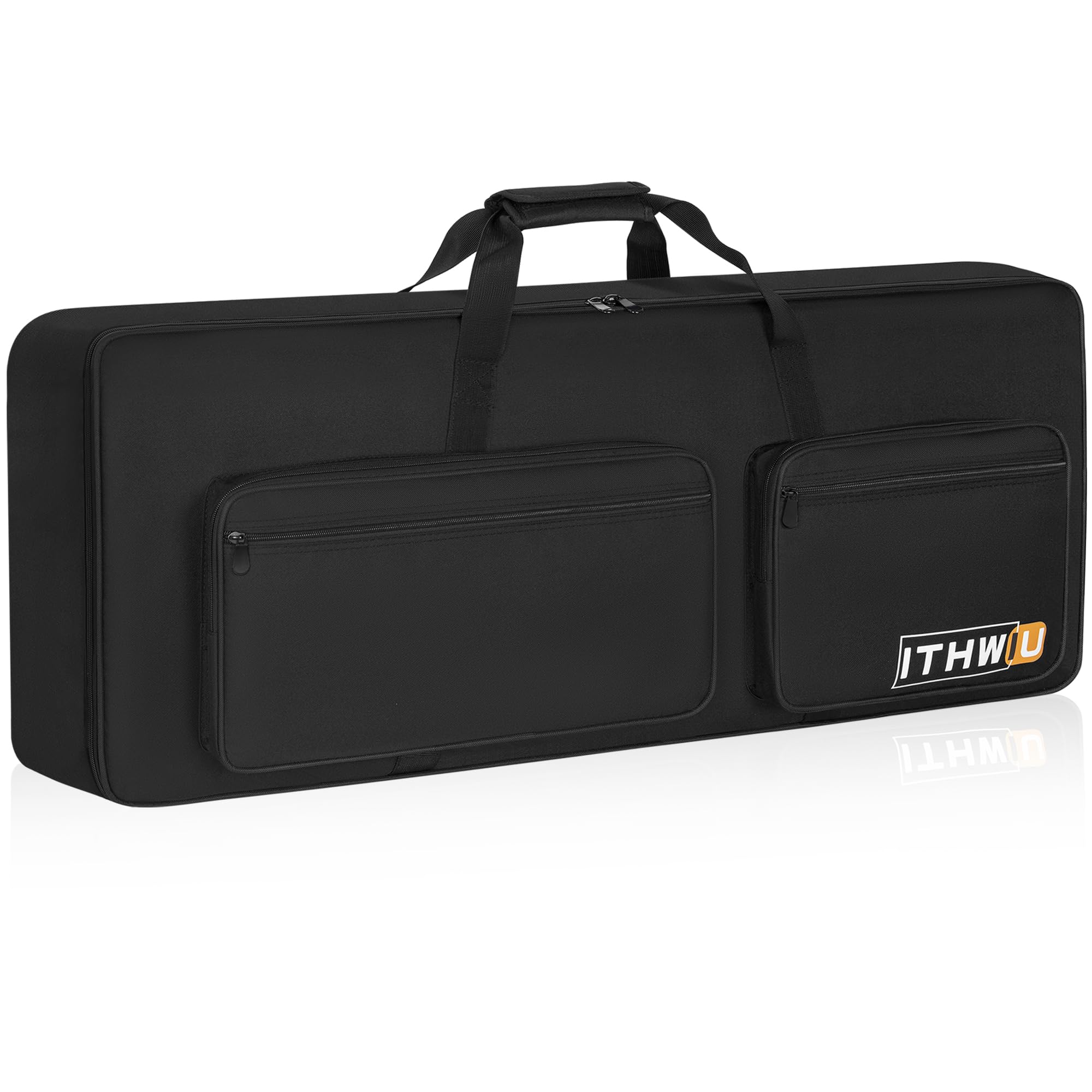 Padded 8mm Shockproof Slim61 Keys Keyboard Case Electric Piano Keyboard Gig Bag Well Protection with Adjustable Straps and 4-Pocket for Keyboard Accessaries, Black (Interior: 37.8”×13”×6”)