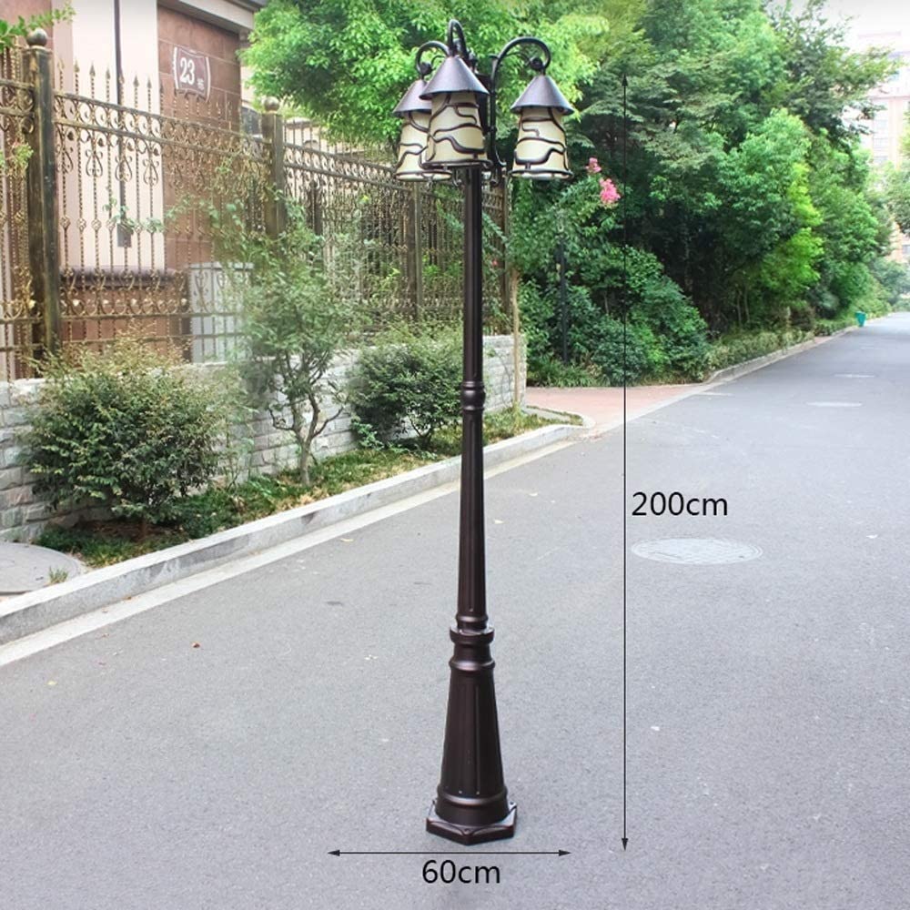 Wodoodporna duża lampa kolumnowa z 3 głowicami do nowoczesnego oświetlenia zewnętrznego w ogrodach, ulicach i ogrodzeniach