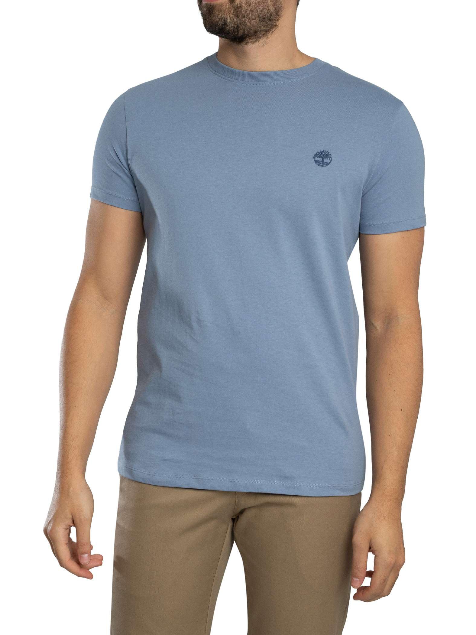 Timberland Men's Medium Blue Slim Fit T-Shirt With Embroidered Logo, Xl