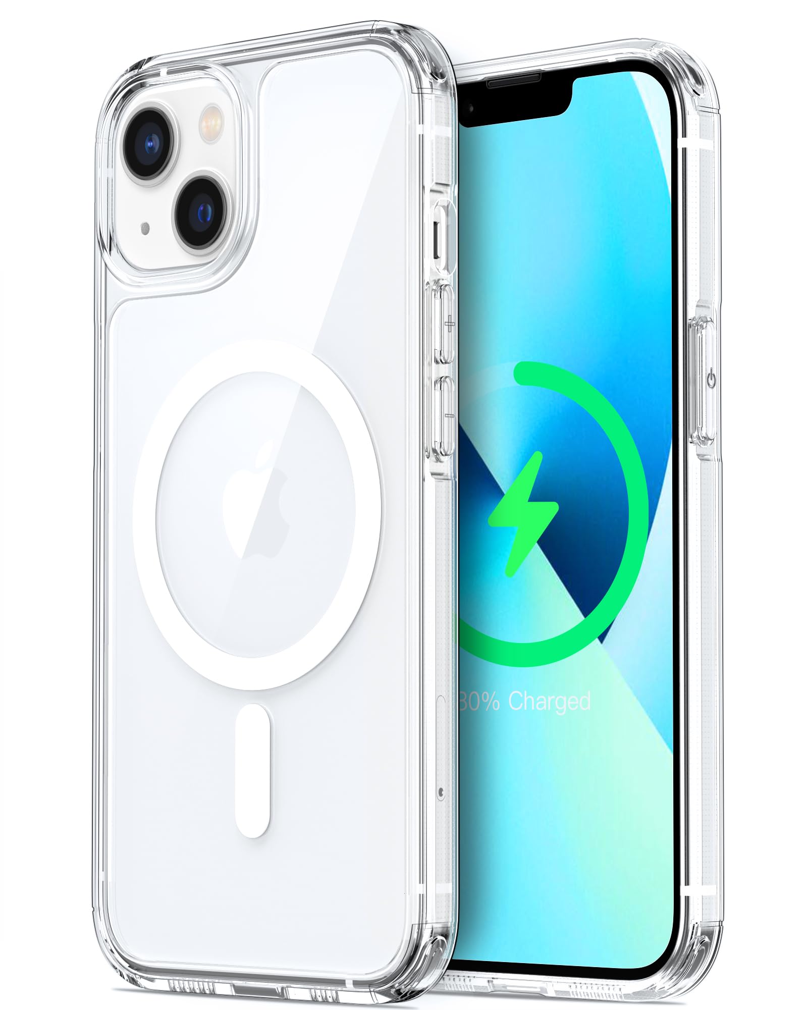 ORNARTO Cover Magnetica per iPhone 13 6,1 Pollici Compatibile con MagSafe, [Protezione Antiurto Militare] Anti Ingiallimento, Custodia Magsafe iPhone 13 Sottile Antiurto (Trasparente)