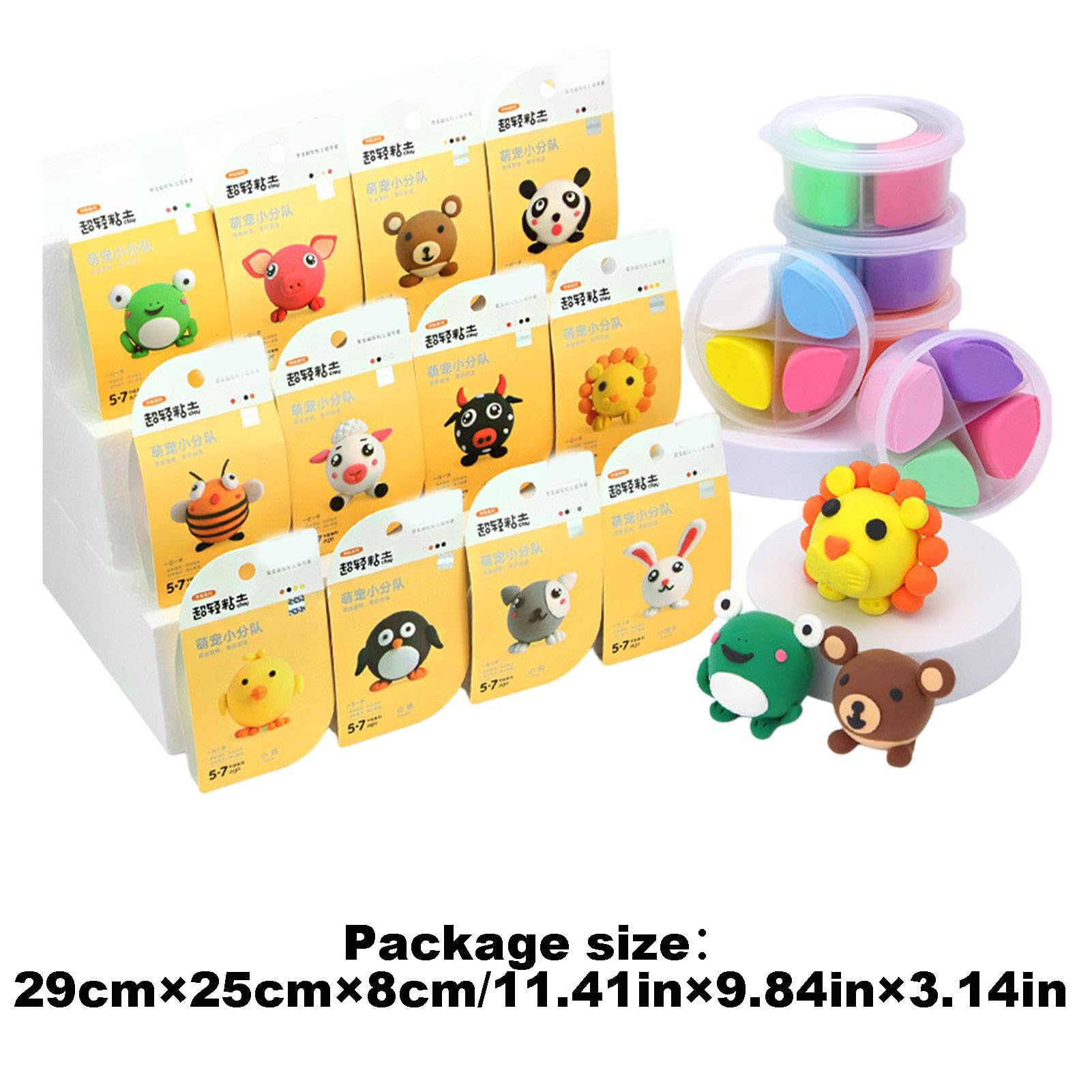 Kit de arcilla, kit de arcilla seca al aire - Kit de modelado temático de mascotas/postres/dinosaurios para | Artesanía de arte creativo ligero, juguete de modelado para 12 estilos,