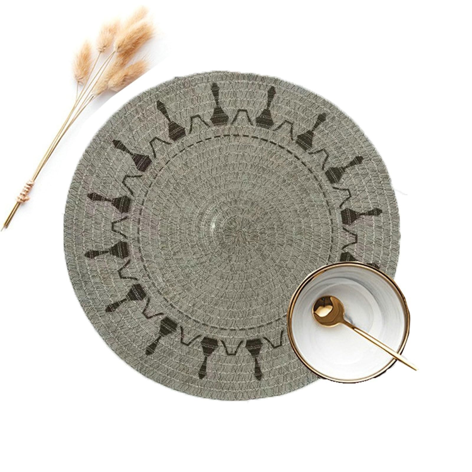 Set de table 6 personnes lavable rond 38 cm pour table de salle à manger