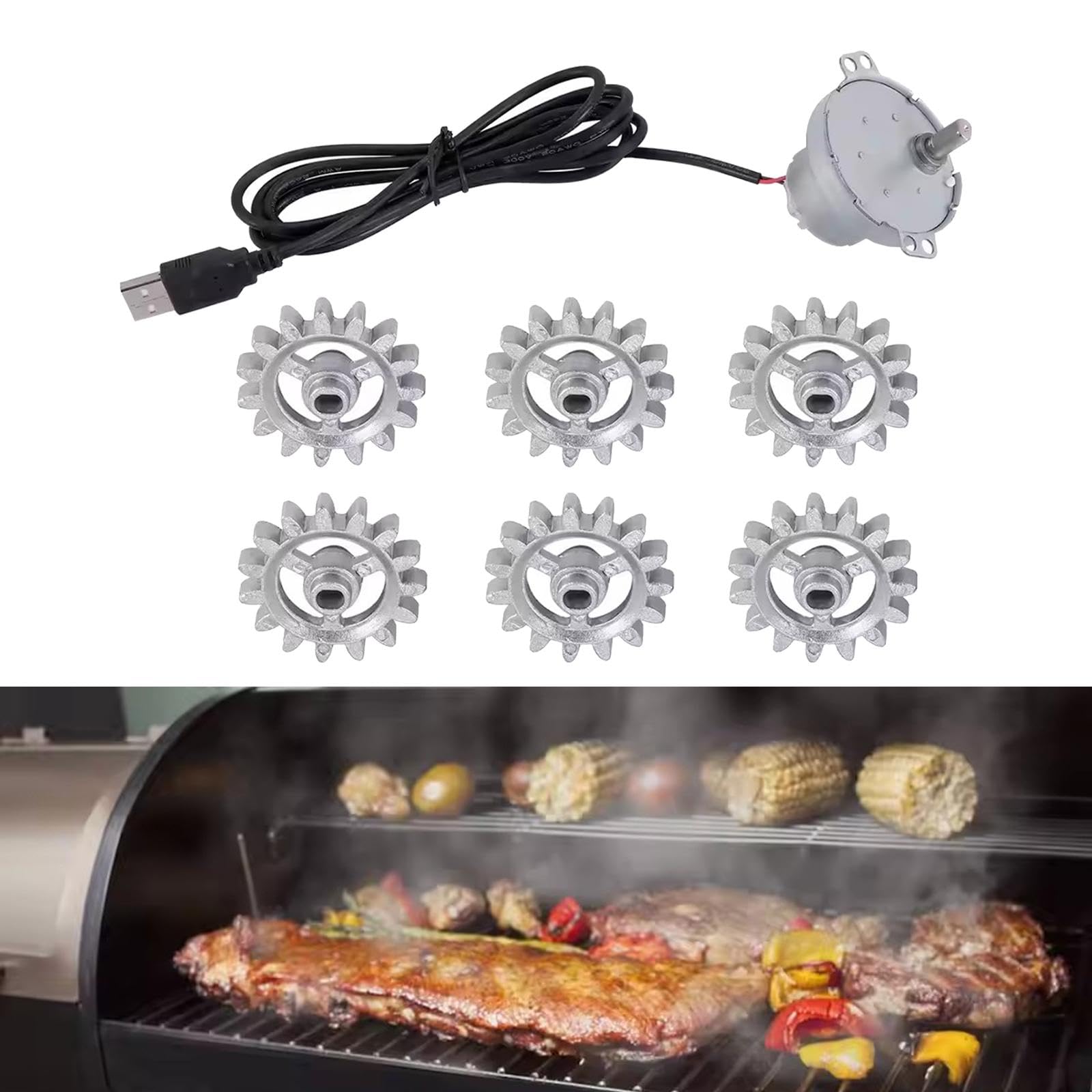 Accesorios para Asador Giratorio Automático DIY con Motor con Cable para Camping