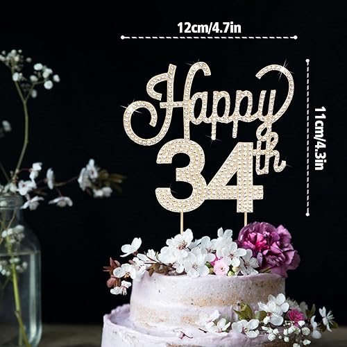 Miniatura 147 de LINGTEER Decoración de pastel de diamantes de imitación dorados para cumpleaños número 15 – Cheers to 15th Birthday Quince años de edad, decoración