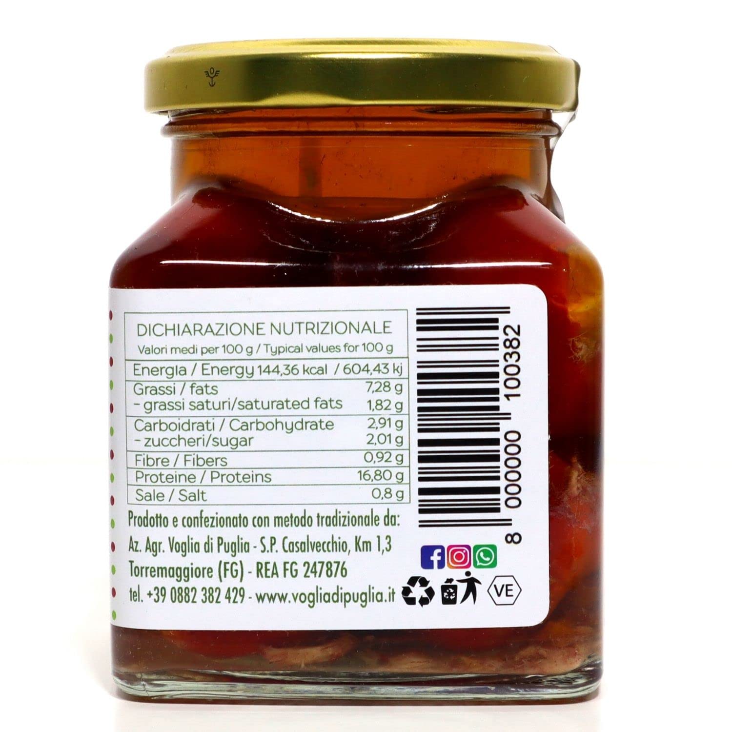 Voglia Di Puglia Peperoncini Ripieni Di Tonno Sottolio 270 gr