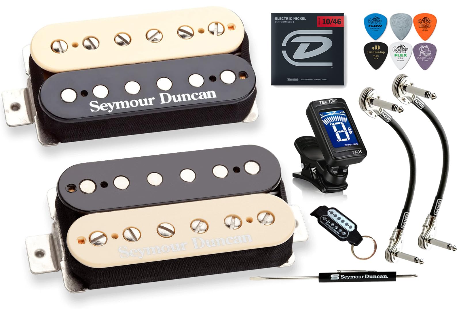 Seymour Duncan Pearly Gates Matched P.A.F. Humbucker Pickup Set with Tonebird Bundle (Zebra)