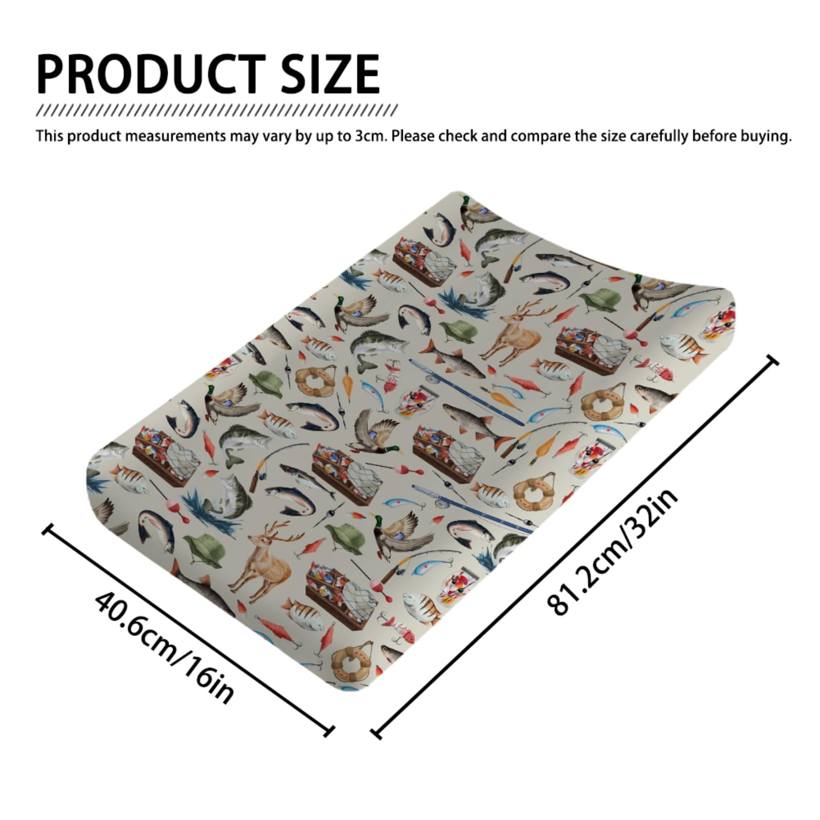 Vintage Hunting Fishing Baby Changing Table Pad Covers for Boy Girl 32''x16'' Fishing Hunting Deer Ducks Fitted Diaper Change Table Mats Hunting Animal Soft Breathable Nursery Changing Table Sheets