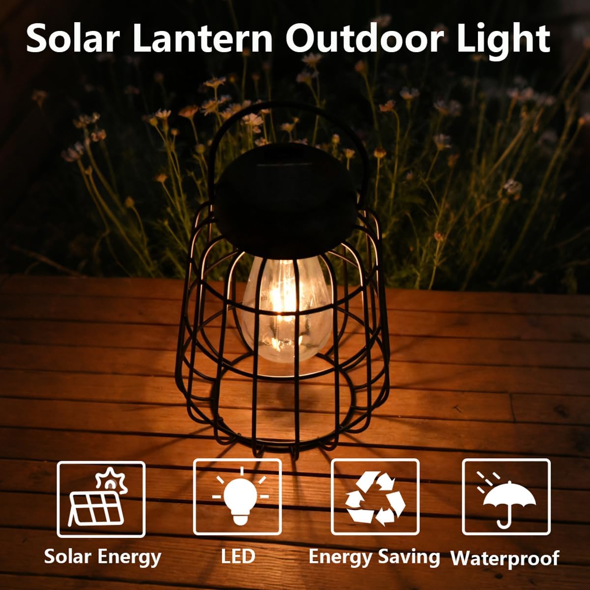 2 Pack Solar Lamp Lanterns Outdoor Waterproof Decorative Hanging Lantern, Hanging Solar Lights for Outside, Solar Powered Led Warm Lanterns for Gazebo Pergola Porch Garden Patio Yard Decor