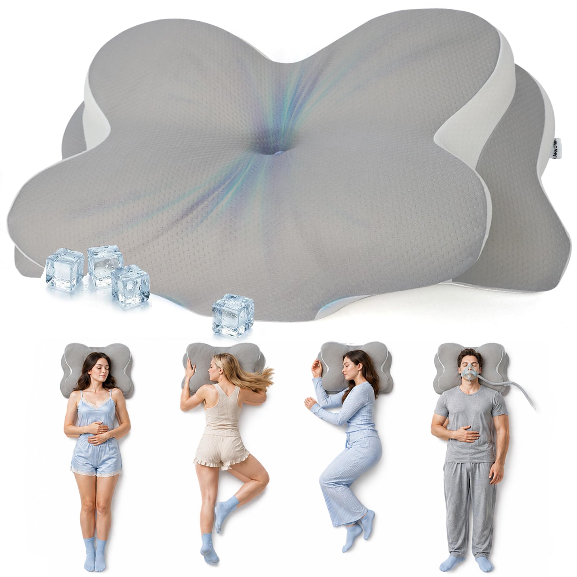 Almohada Cervicales y Cuello – Almohada Antiarrugas -Almohada Ergonómica para Dormir de Lado, Boca Arriba o Boca Abajo- Almohada Antirronquidos-Almohada Ortopédica para Mejor Descanso