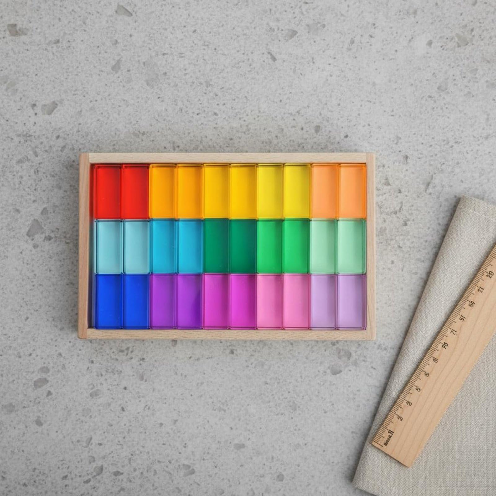 Acryl Bausteine Set Konstruktionsspielzeug Steckblöcke Lernspiel Kreativspiel Langlebiges Transparentes Material für Kinderzimmer Vorschule Kindergarten Spielzimmer, Macaron 30Stk