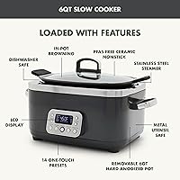 Vista 4 de GreenPan Elite 14 en 1 olla de cocción lenta eléctrica antiadherente de 6 cuartos de galón, olla de cocción múltiple de cerámica sin PFAS