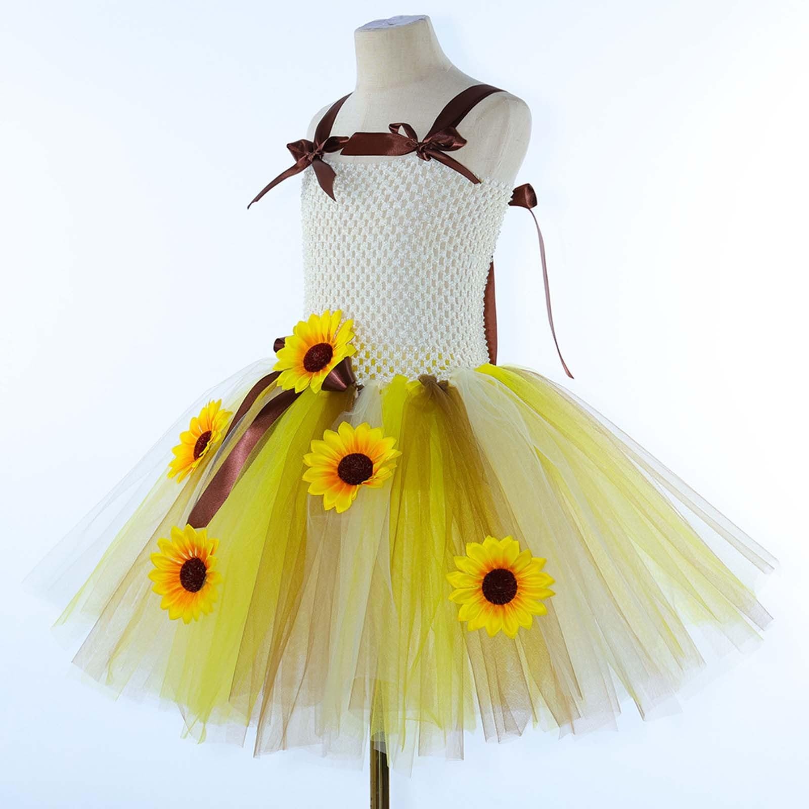 Générique Robe Fille Été Robe de Soirée et Bal pour Ado fée Tournesol s, fête flui à Tutu avec Florale séances Photo