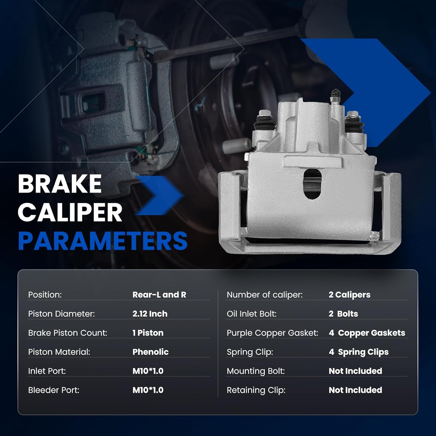 Rear Brake Caliper Assembly Replaces for 18B4836 18B4837, Compatible with Dodge Ram 1500 2002-2010, for Durango 2004-2009, Compatible with Ram 1500 2011-2018