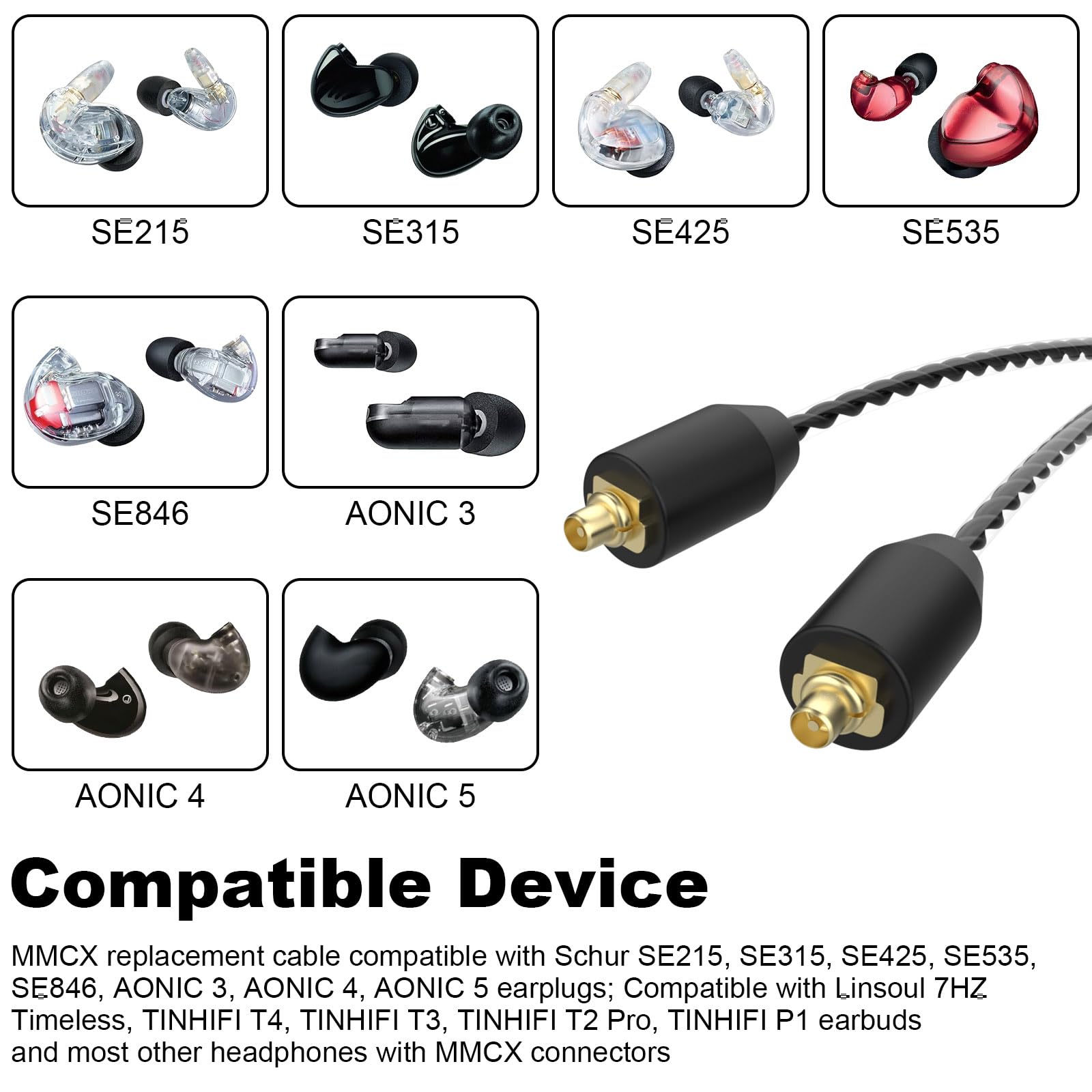 SE535LTD 右側のみ MMCXコネクタ新品交換済 cooyin MMCX-MMCX 変換コネクター コネクターキット SEシリーズ