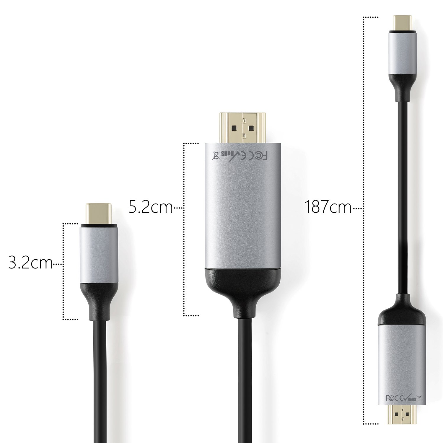 MINIX NEO C-4K High Performance USB-C na 4K HDMI kabel - 180 cm do Windows/MacOS/ChromeOS, Space Grey
