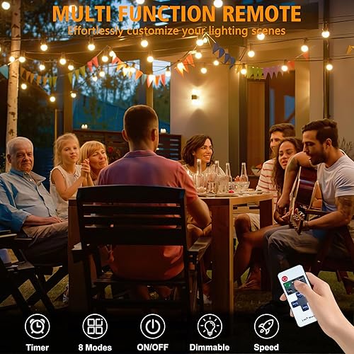 Miniatura 3 de echosari Tira de luces para exteriores con control de aplicación, tira de luces LED G40 de 200 pies para exteriores con 84 bombillas inastillables,