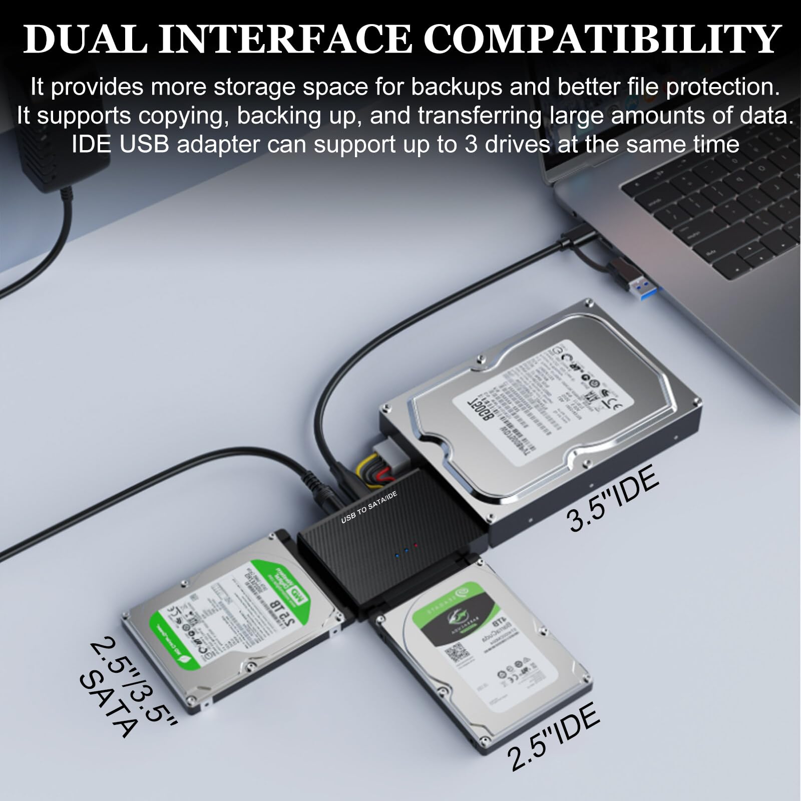 Adaptateur SATA USB 3.0 Et IDE - Bloc D'alimentation 12 V 2 A